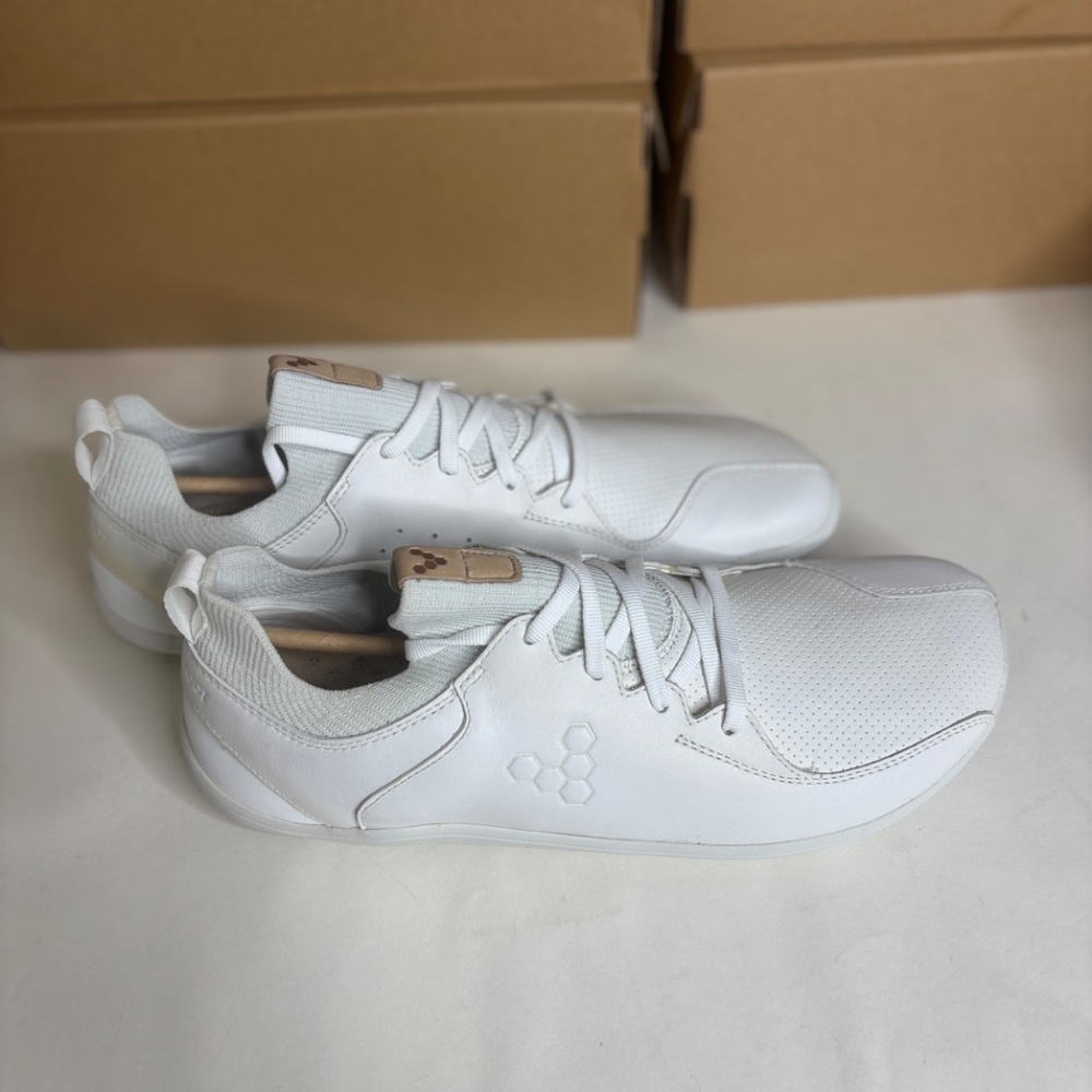 Vivobarefoot Primus Knit Luxe L – White Leather – New